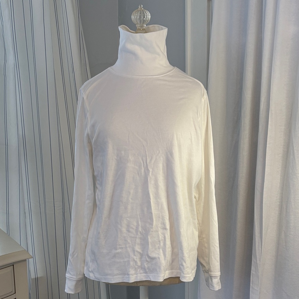 L.L. Bean White Long Sleeve Turtleneck